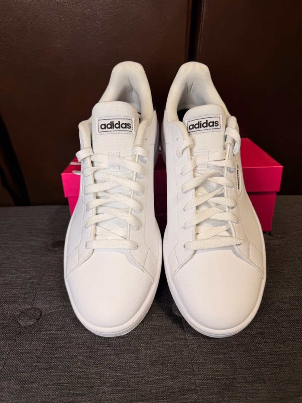 adidas White leather Sneakers with Black Heel Accent - Picture 3 of 10